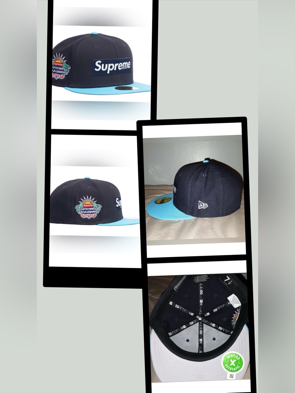 Supreme Hat Blue New Era Two-Tone Box Logo Fitted Baseball Cap Size 7 1/4 NWT